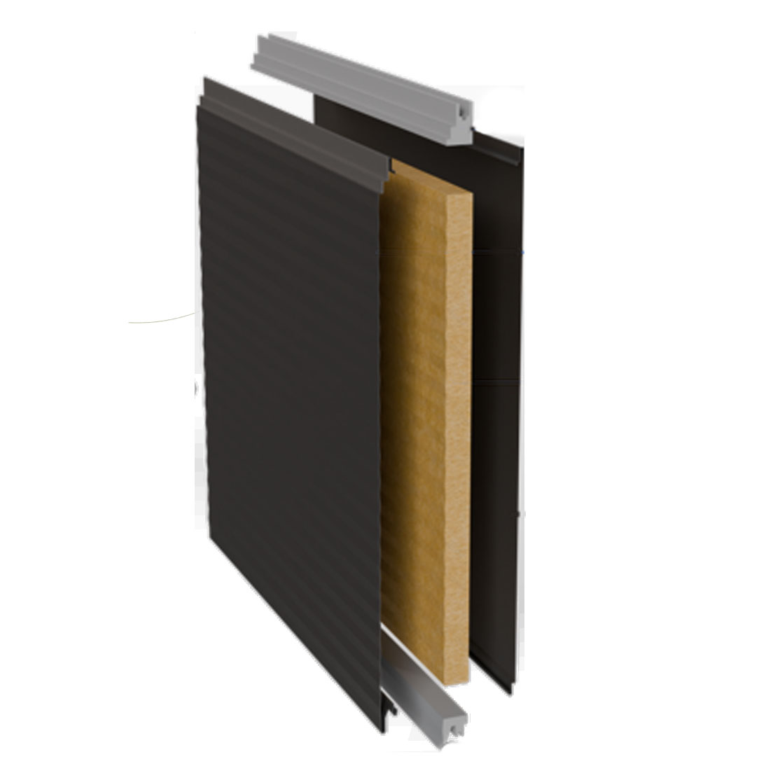 Dois painéis sanduíche com encaixe macho-fêmea