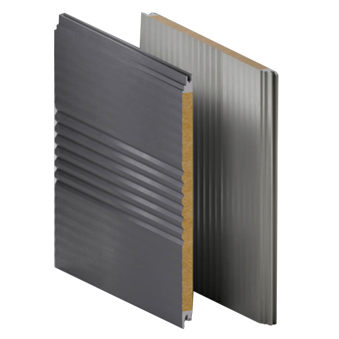 Dois painéis sanduíche com encaixe macho-fêmea